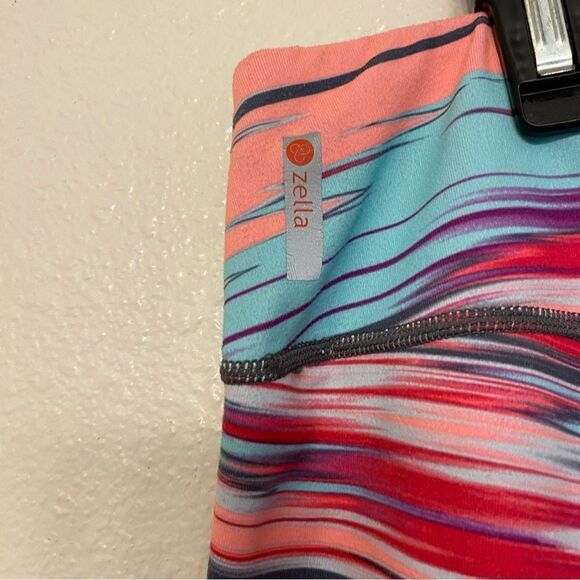 Zella Womens Stretch hi rise full length Leggings colorful rainbow sunset -L - Picture 7 of 10